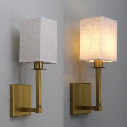 Antique Set of 2 Fabric Shade Wall Sconces