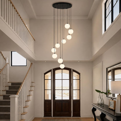 Black Globe High Ceiling Chandelier (Black / 9-Light)