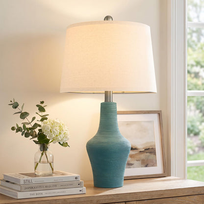 23" Farmhouse Ceramic Table Lamp Modern Bedside Lamps Matte Teal (23.25" Single - Matte Teal)