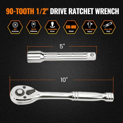 90 Tooth Ratchet Wrench with Extension Bar