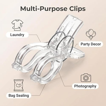 Large Balloon Arch Clips Plastic Transparent Backdrop Spring Clamps Heavy Duty Clip and 50 Pcs Clear Bands for Balloon Arch Kit Birthday Decoration Crafts Woodworking Photography Studios