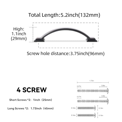 2 Pack 3.75 Inch (Oil Rubbed Bronze / 3.75'' Hole Center(96mm))