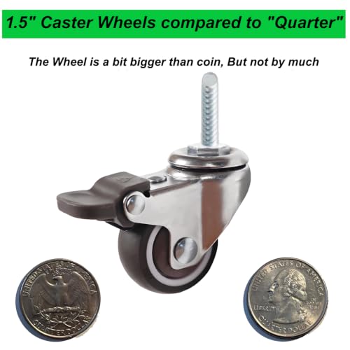 Swivel Stem Caster Wheels Set of 4 TPR Non