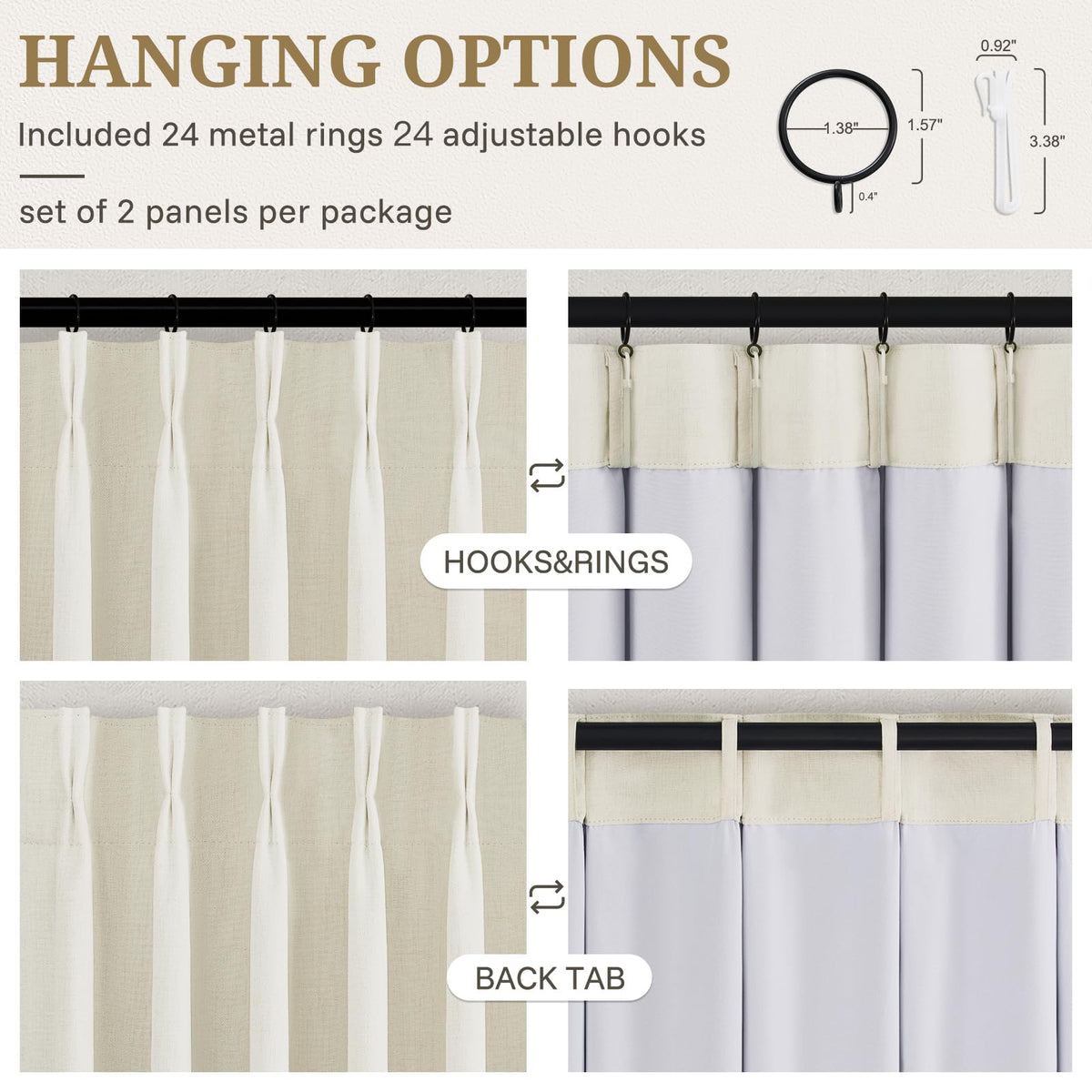70 Inch Extra Wide Pinch Pleated Blackout Curtains for Living Room 2 Panels (Cream / 70"W x 90"L (Pack of 2))
