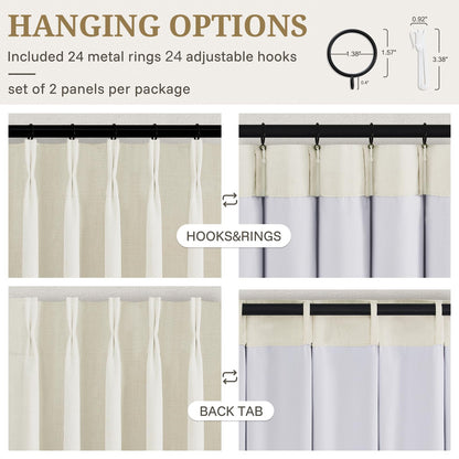 70 Inch Extra Wide Pinch Pleated Blackout Curtains for Living Room 2 Panels (Cream / 70"W x 90"L (Pack of 2))
