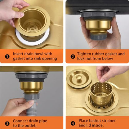 Kitchen Sink Drain Removable Deep Sink Strainer Basket with Sink Stopper