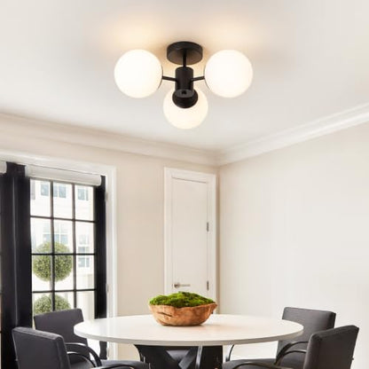 Mid Century Modern Black Semi Flush Mount Ceiling Lights (Black)