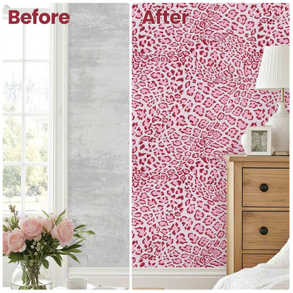 Cheetah Print Decor Peel and Stick Wallpaper (Pink / 17.3" x 118")