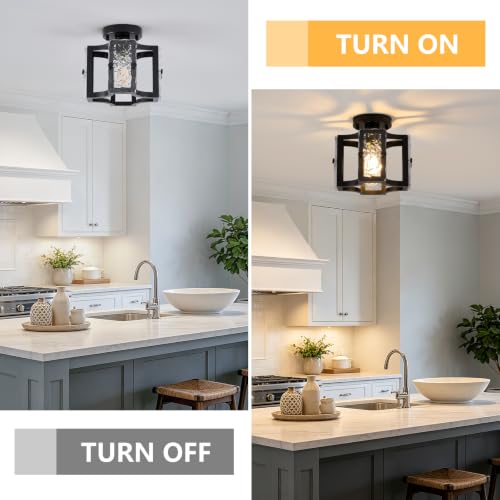 Modern Flush Mount Ceiling Light with Metal and Glass Frame
