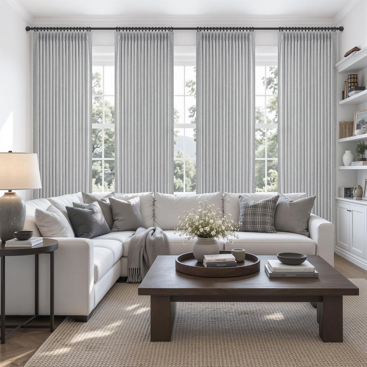 Extra Long 108 Inch Pinch Pleated Blackout Curtains 2 Panels (Lightgrey / 50"W x 108"L (Pack of 2))