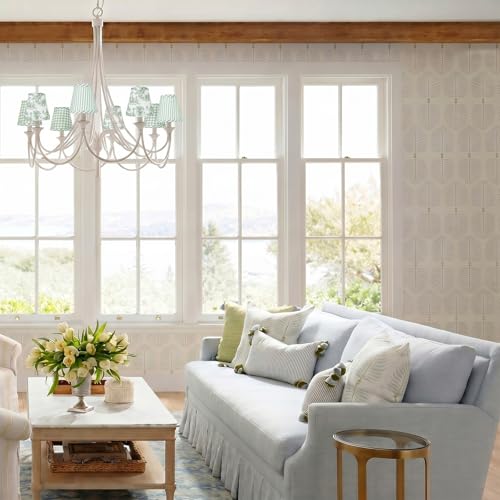 6 Pcs French Countryside Small Lamp Shade 3" Top x 6" Bottom x 5" Slant Chandelier Lamp Shade Clip on Bulb