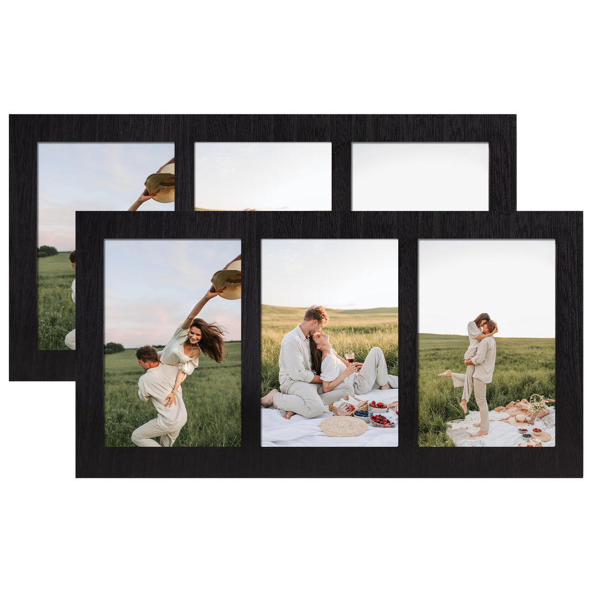 4x6 Collage Picture Frames (Rustic Black / 7x13.5in (2Pack))