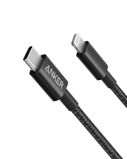 New Nylon USB C to Lightning Cable (6FT / Black)
