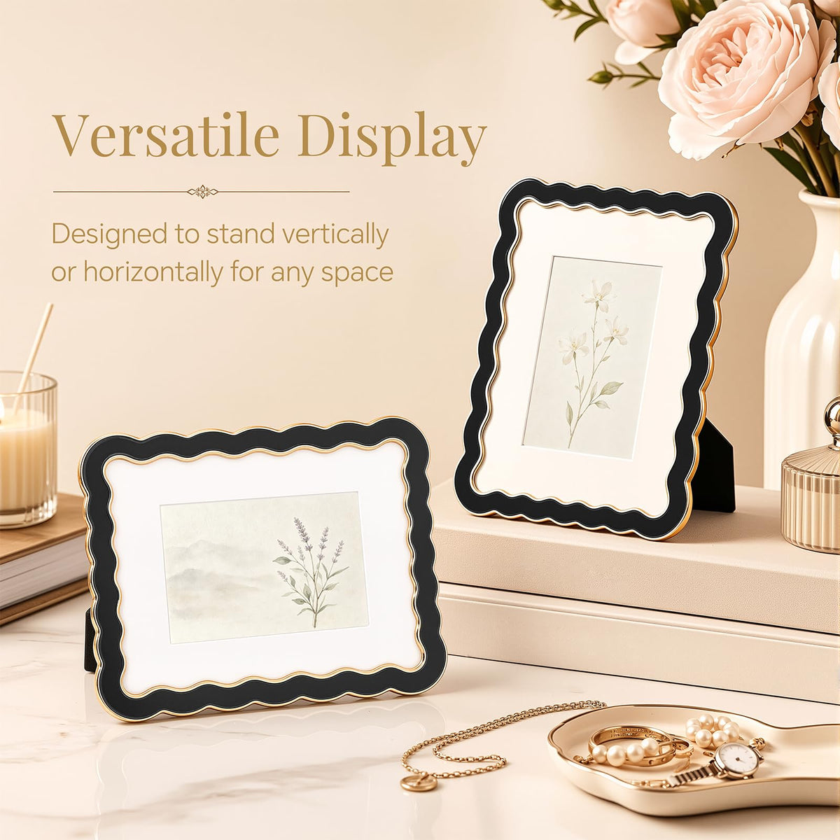 8x10 Scalloped Wavy Metal Picture Frame (Ink Matte Black / 8x10)