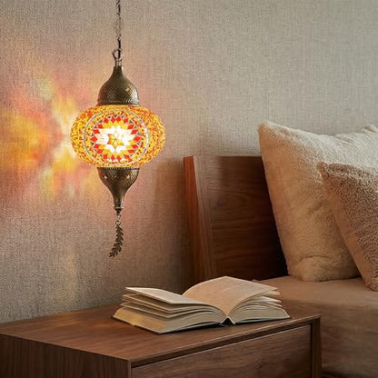 Turkish Moroccan Mosaic Pendant Light (Red)
