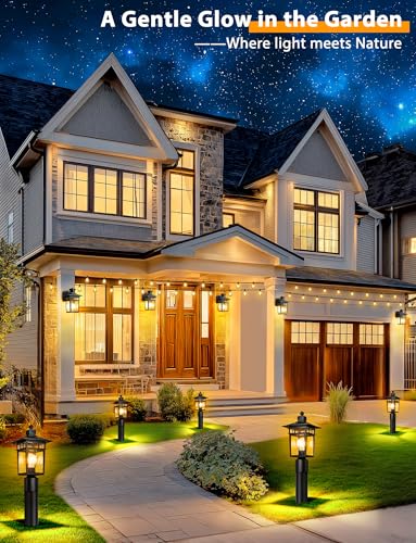 360° Motion Sensor Outdoor Post Lights (Black / 14.2-Inch-1 Pack-Motion Sensor)