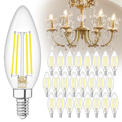24 Pack E12 LED Bulbs for Chandelier 60W Equivalent 4000K Natural White (24 Count (Pack of 1))