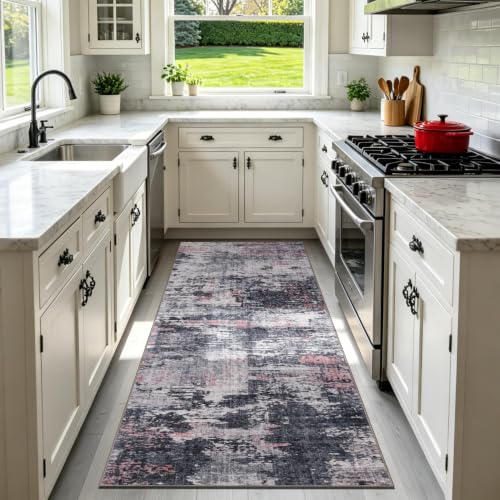 2x6 Runner Rug (Black & Pink / 2' x 6' (Rectangular))