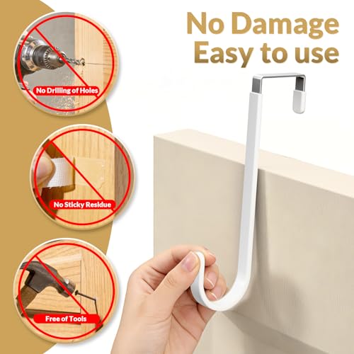Over the Door Hooks (White, 8 " Long)