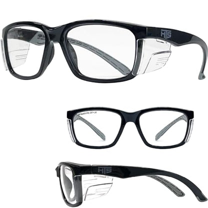 E60 Anti Fog Safety Glasses with Side Shields ANSI Z87 Eye Protection for Men Women Lab Chemistry Goggles DIY with Carrying Case (Black & Clear W/ Case)