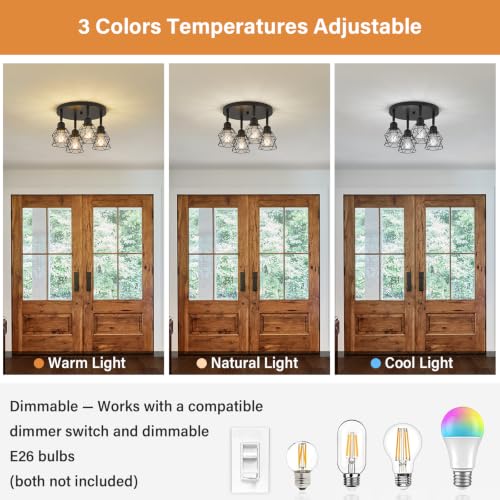 4 Light Black Farmhouse Kitchen Semi Flush Mount Ceiling Light (Black / 4-light)