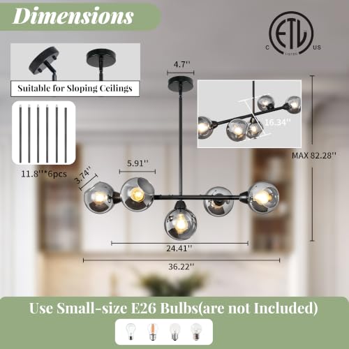 Large Linear Chandeliers for Dining Room Extra Long Linear Chandelier with Open Glass Lampshade Sputnik Goble Glass Chandelier