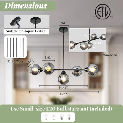 Large Linear Chandeliers for Dining Room Extra Long Linear Chandelier with Open Glass Lampshade Sputnik Goble Glass Chandelier