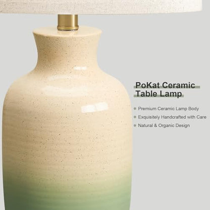 Farmhouse Ceramic Table Lamp for Living Room with Natural Textured Finish