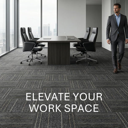 32 Pieces of Carpet 20x20 inch Square Carpet Tiles (dark gray stripe-06)