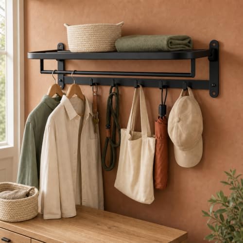 Foldable Towel Rack with Shelf