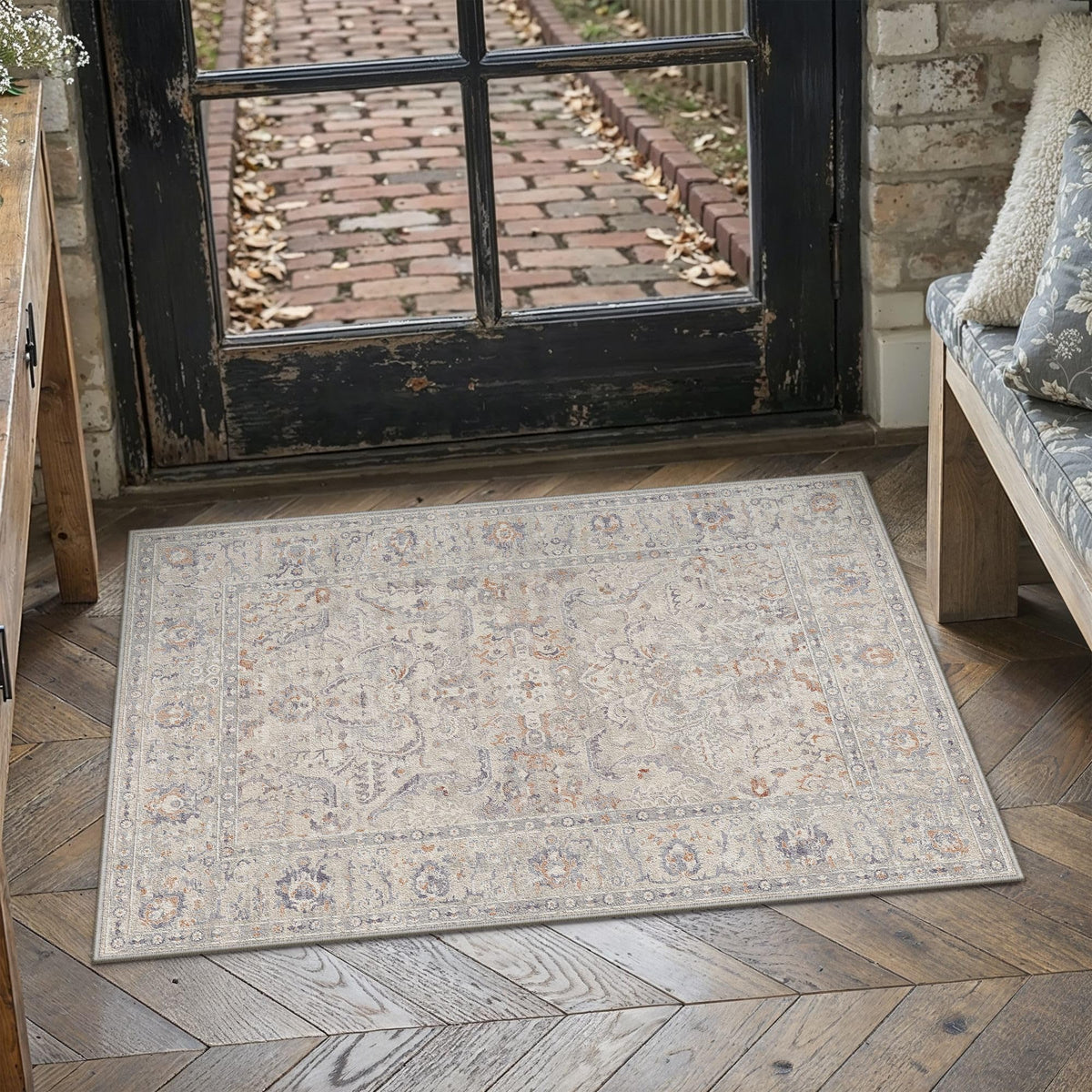 Entryway Rugs 2x3 Washable Rug Blue Grey (Blue Grey / 2' x 3' (Rectangular))