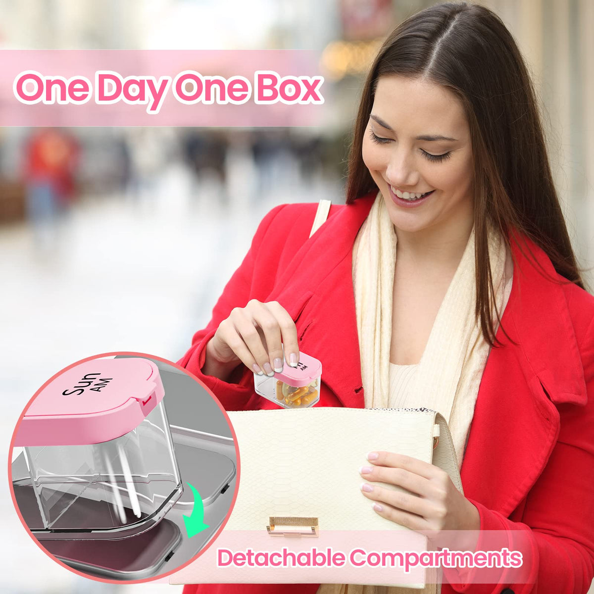 Extra Large Pill Organizer Weekly (Pink)