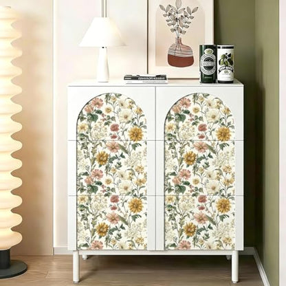 Floral Peel and Stick Wallpaper Vintage Floral Contact Paper Boho Flower Wallpaper Peel and Stick Removable Self Adhesive Wall Paper for Cabinets Bathroom Decorative Vinyl