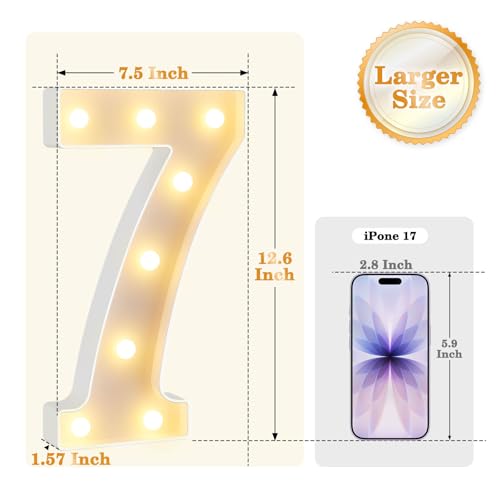 12.6 Inch Marquee Light Up Numbers 7 for Party Decorations (Number 7 / 12.6 in)