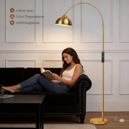 Arc Floor Lamp with Remote Control and Foot Switch