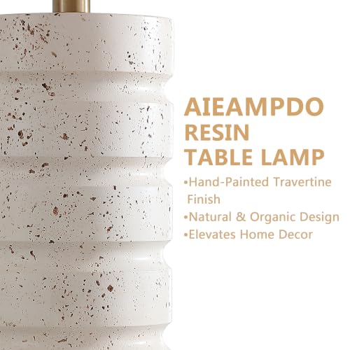 26" Modern Table Lamp Set of 2 Resin Lamp with Natural Stone Look