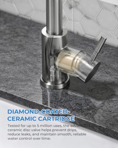 Kitchen Faucet with Pull Down Sprayer for Laundry & Utility Sink (Brushed Nickel)