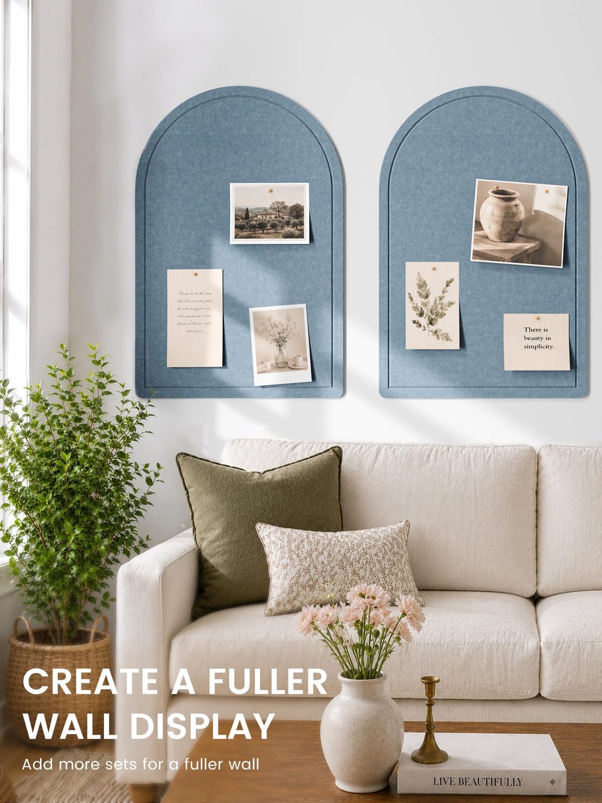 Large Arched Felt Bulletin Board 35.4''×23.6'' (Coastal Haze)