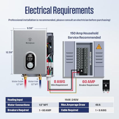 Tankless Water Heater Electric 240V