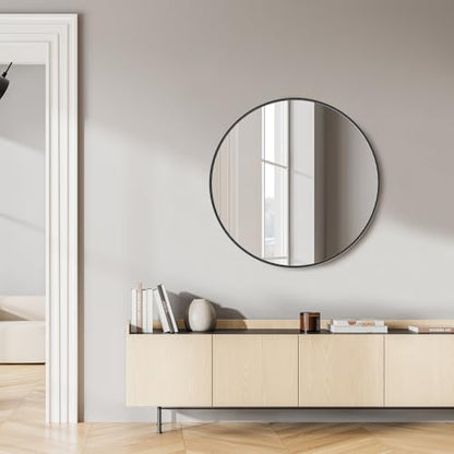 30 Inch Round Wall Mirror (Classical Black / 30.1"L x 30"W / Round)