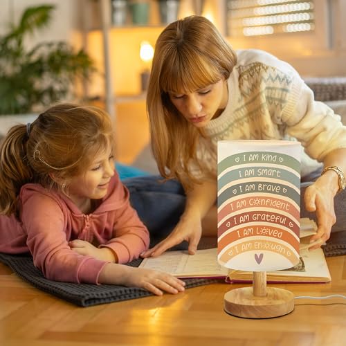 Boho Rainbow Table Lamp for Bedroom with USB Port Kids Positive Affirmation Inspirational Home Decor for Living Room Dorm Classroom Desk
