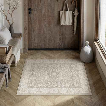 2x3 Taupe Washable Area Rug Non Slip Retro Distressed Doormat (Distressed | Taupe / 2' x 3' (Rectangular))