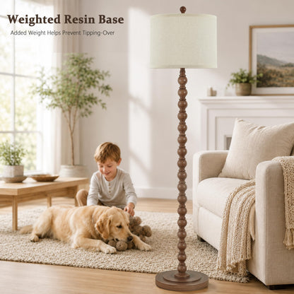 Farmhouse Floor Lamp for Living Room (Dark Brown)