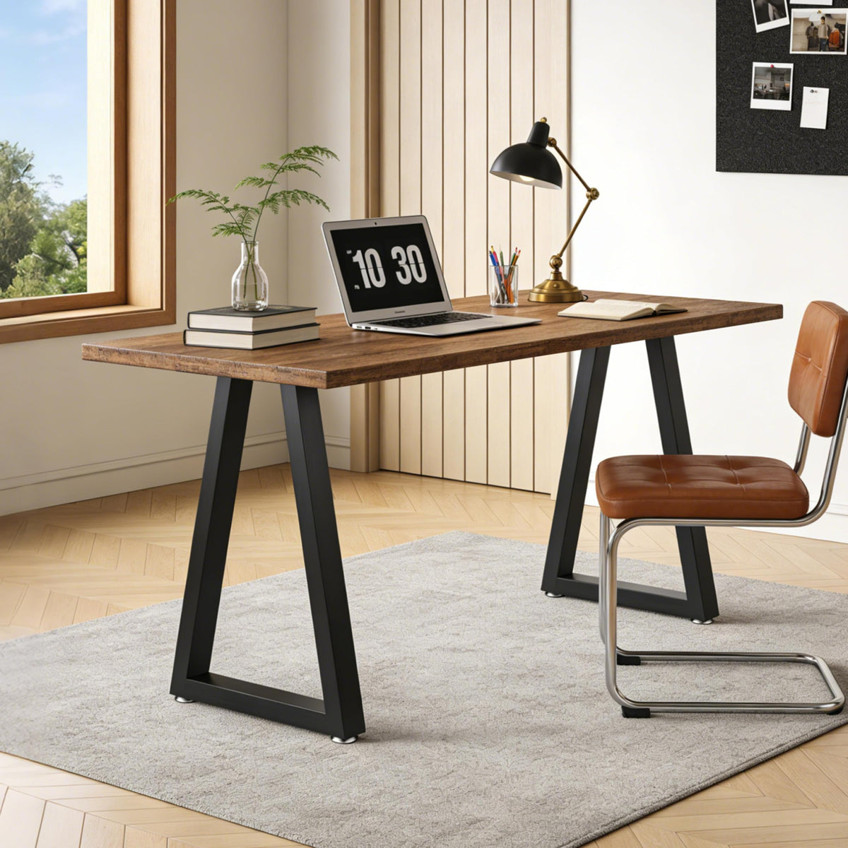 Metal Table Legs 28x17.7 Inch Trapezoid Desk Legs (H28" × W17.7" T)