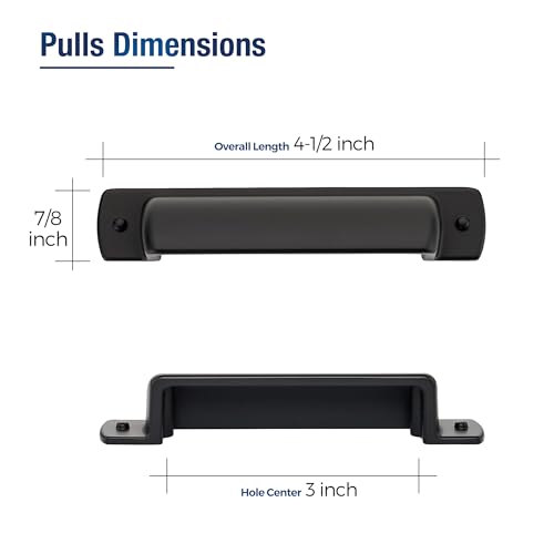 Matte Black Cabinet Pulls Cabinet Handles (Black / 3 inch Hole Center)
