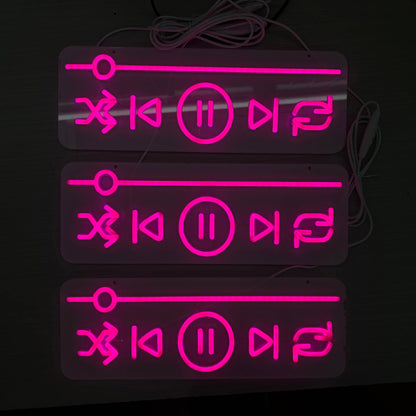 Music Player Neon Sign Bedroom Studio Bar Record Store Decor‑16.4"x5.8" (Media Player Full)