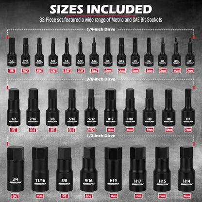 Hex Bit Impact Socket Set (36-Piece Hex Impact (SAE/Metric))