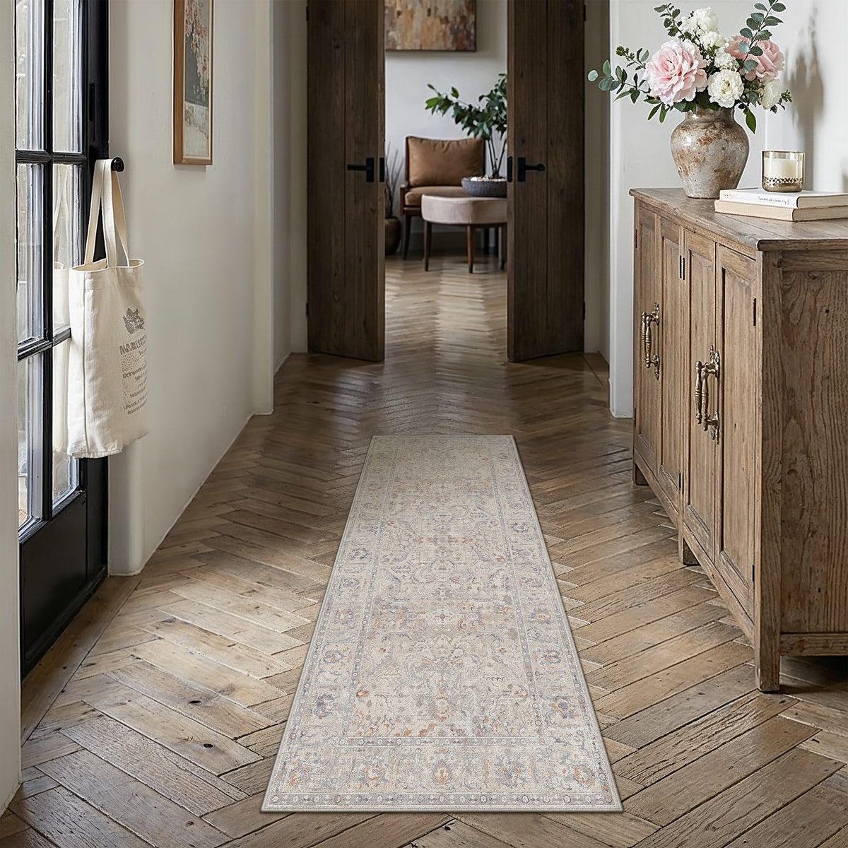 Hallway Runner Rugs 2x6 Washable Rug Blue Grey (Blue Grey / 2' x 6' (Runner))
