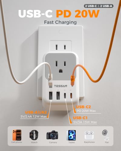 2 Pack 8 in 1 Travel Plug Adapter Type C