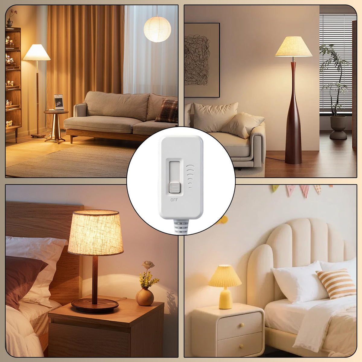 2 Pack Plug in Dimmer Switch Full Range Slide Control Lamp Dimmer (Black / 2-Pack)